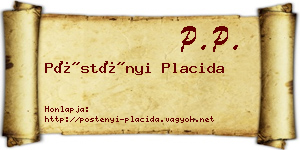 Pöstényi Placida névjegykártya